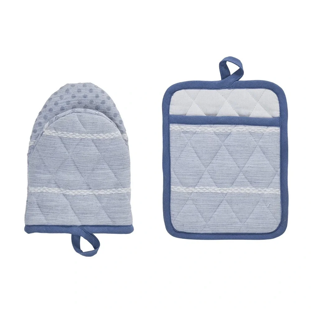 My Texas House Sutton Pick Stitch 3pc Kitchen Set Blue Stripe - Walmart